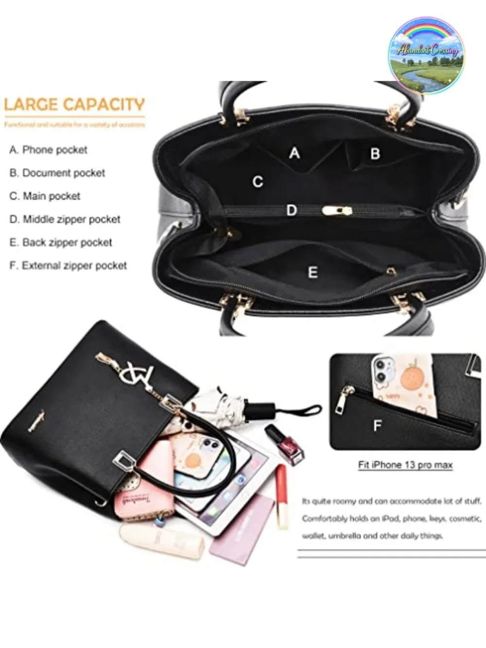 Faux PU Leather Top Handle Satchel Tote Bag with Shoulder Strap